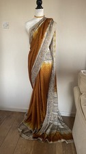 Mustard And Cream Silk Saree