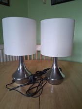 Pair of Chrome Touch Lamps With Shades