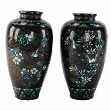 Antique Cloisonne Enamel Vases h13cm Circa 1900