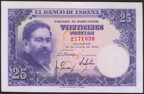 Pesetas july 1954 no - 25, 1954.
