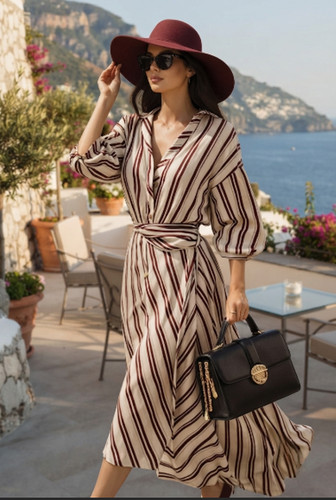 Zara ecru maroon striped - zara,