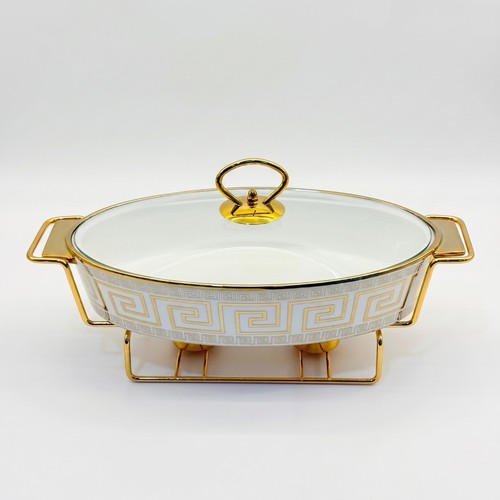 Oval ceramic chafing dish - 15",