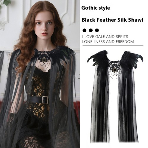 Gothic feather shrug cape - feather,