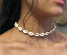 Cowrie shell choker necklace - shell,