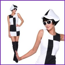 Adult Ladies 1960's Monochrome Girl Costume