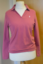Women's Pink Toggi Cotton Mix Long Sleeve Shirt Polo Top UK Size 10 