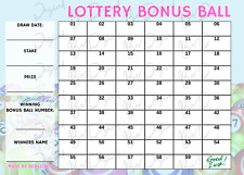 1 - 59 BONUS BALL CARD LOTTERY BONUS BALL CARD FUNDRAISING CARD A5 DOUBLE SIDED*