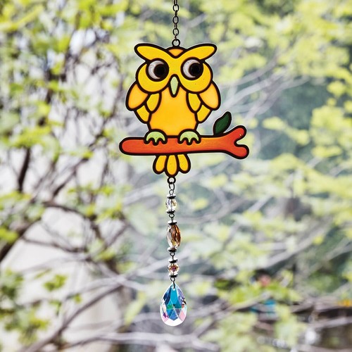Glass owl suncatcher - owl, pendant