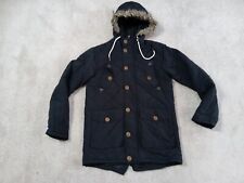 Brave Soul Parka Coat Mens Size Medium Black Hooded Coat Pit to pit 20"