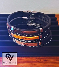 Personalised Mens Leather Bracelet Engraved ID for Him Birthday Fathers Day Gift