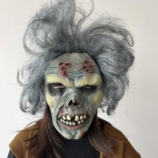 Adult Latex Decaying Zombie Mask + Hair Halloween Fancy Dress Costume Accessory
