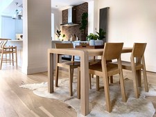 Habitat 6  Seat Oak Wooden Radius Dining Table & 4 Habitat Oak Parker Chairs