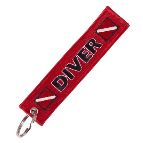 Embroidered dive flag keychain - embroidered,