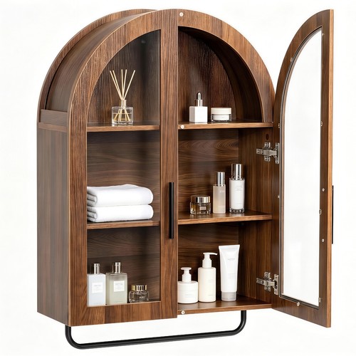 Walnut bathroom wall - , cabinet
