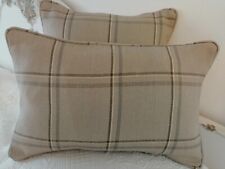  12"x18" Laura Ashley 'Corby Check' Natural fabric cushion cover  