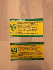 Norwich City V Inter Milan 1993 Ticket Excellent Condition Rare Match Bundle