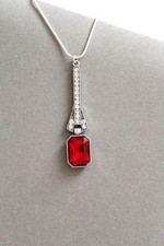 Art deco necklace red