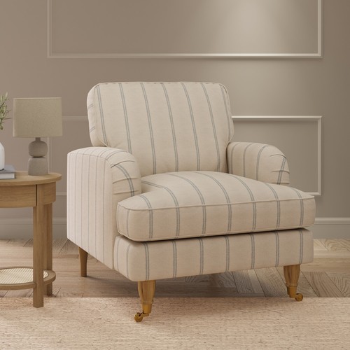 Cream chenille blue - cream, striped