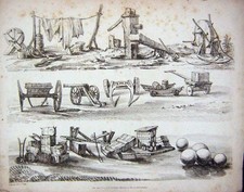 Original Old Antique Print 1807 War Weapons Farm Implements Ackermann Bryant