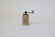 Small Antique Vintage Gilt Metal  Pepper / Spice / Coffee Grinder, 2.25” Tall