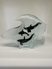 Robert Wyland -Orca Harmony- Lucite Acrylic Fine Art Limited Edition Sculpture