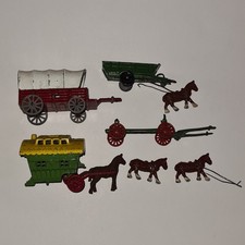 Benbros Gypsy Caravan,Log Cart With Horse,Covered Wagon,Trailer,Horses Vintage 