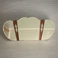Vintage Mid-Century Frameless Wall Mirror Art Deco Wood backing Bevelled Edge