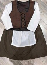 Girls Tudor Maid Costume Brown 6-7 Years