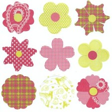 6 Sheets of Craftwork Cards Die Cut Flowers Pinky Red & Green Tartan Mix New