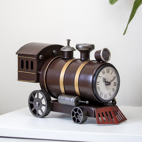 Burgundy steam train clock - burgundy,