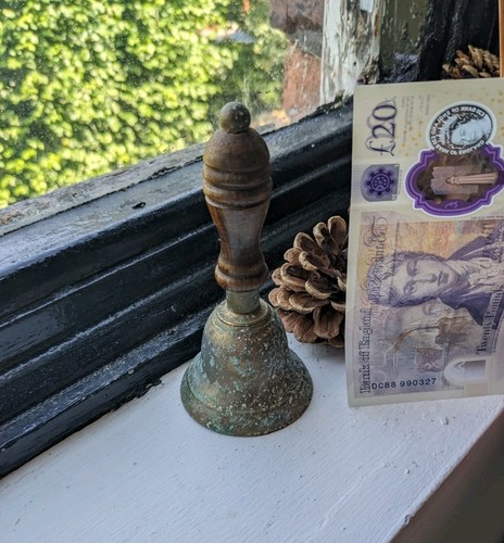 Antique brass hand bell with - brass,