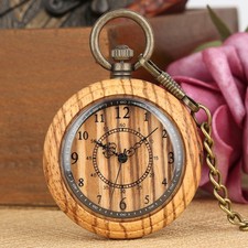 Wooden quartz pocket watch - wooden,