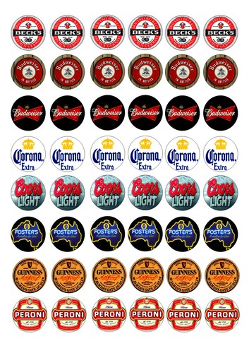 Mini beer labels cupcake - 48,