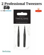2 x Professional Eyebrow Tweezers Facial Hair Remover Slanted Stainless Steel UK
