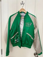 Vintage Ringspun Sukajan Jacket Japanese Embroidered Emerald Green and Silver.