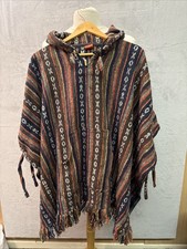 Loud Elephant Hippie Boho Hooded Poncho Multicoloured One Size Fits All