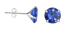 925 Silver 5mm Sapphire CZ round stone Stud Earrings for September's Birthstone