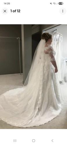 Wedding veil long white lace - veil,