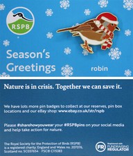 RSPB Pin Badge NIIC Robin hat and scarf Christmas Special P03003