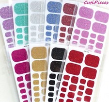 Nail Art Sparkling Full Glitter Toe Nail Wraps Full Cover Polish Foot Stickers