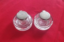 Pair vintage glass inkwells - pair,