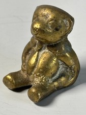 Vintage small brass teddy bear - vintage,