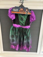 Brand New Girls Halloween Witch Outfit With Hat And Dress Age 9-10 Years