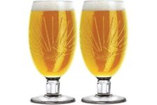 2x Stella Brasserie Artois One Pint 20oz Beer Chalice Glass Embossed NEW CE M08