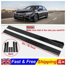 Gloss Black For Honda Civic Saloon Hatch Side Skirts Rocker Panels Splitter Kit