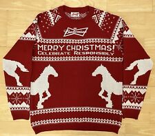 Medium 42" inch chest - Budweiser Lager Beer Ugly Christmas Jumper Sweater Xmas