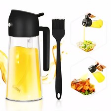 2 in 1 Oil Dispenser and Sprayer  + Silicone Brush,  470 Ml/16.5oz white.