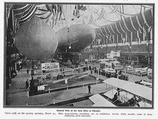 AVIATION The Aero Show at Olympia - Antique Print 1909