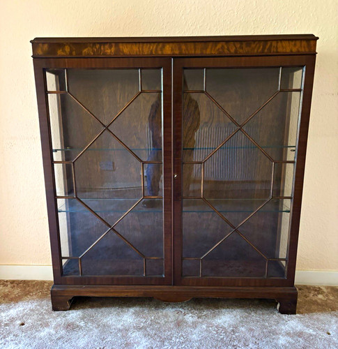 Antique dark brown wood glass - antique,