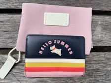 Radley hello summer navy card holder leather with dust bag